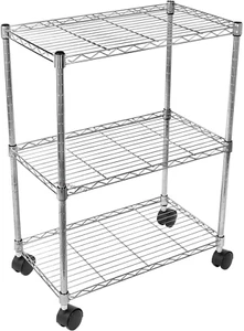 Heavy Duty 3-Shelf Shelving with Wheels, Adjustable Storage Units, Steel Organiz - Bild 1 von 8