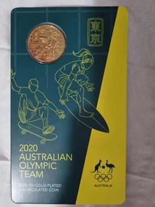 2020 AUSTRALIAN OLYMPIC TEAM Gold Plated Unc 50c Coin On Card. - Picture 1 of 2