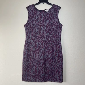 New Ann Taylor Loft SZ 16 Sleeveless Career Knit Dress Burgundy Gray - Picture 1 of 7