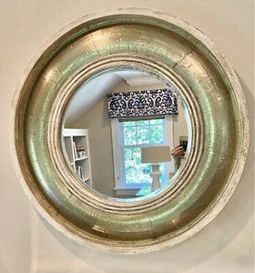 Vintage Large Round Wooden Wall Mirror - Picture 1 of 7