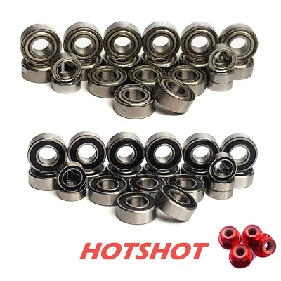 Bearings Set for TAMIYA HOT SHOT 2007 COMPLETE 22 RUBBER/METAL seal w/WHEEL NUTS