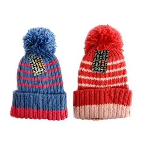 Sombreros bobble a rayas tejidos RJM para niñas *GL092* - Imagen 1 de 5