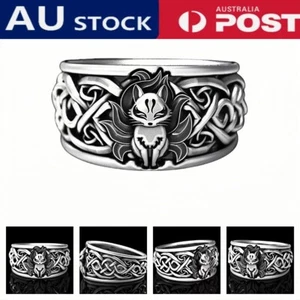 Men Women Viking Celtic Knot Vintage Anime Nine Tail Fox Jewellry Amulet Ring - Picture 1 of 10