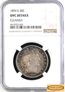 1894-S Barber Silver  Half Dollar, NGC UNC DETAILS Cleaned, Better Date -#B40815 - Picture 1 of 2