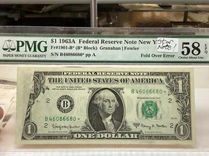 $1 1963A Star Note * PMG 58 EPQ Fold over Error Fr#1901-B* - Picture 1 of 6