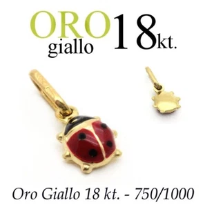 ciondolo regalo PORTAFORTUNA amuleto COCCINELLA oro 18kt. 750/1000 yellow gold - Foto 1 di 5