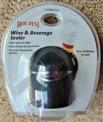 SELLADOR DE VINOS Y BEBIDAS HOUDINI ~ ¡SELLOS HERMÉTICOS! ~ TOTALMENTE NUEVO, SELLADO DE FÁBRICA Foto 1 de 4