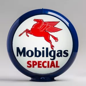 Mobilgas Special 13.5" Gas Pump Globe w/ Dark Blue Plastic Body (G149) - Picture 1 of 1