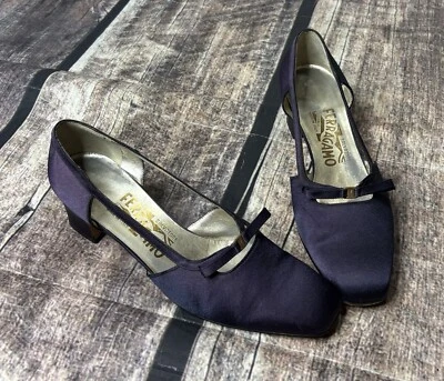 Salvatore Ferragamo Florence Heel Pumps Women's Size 6 Made in Italy Violet - Изображение 1 из 4