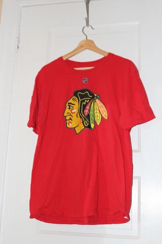 Chicago Blackhawks 88 Patrick Kane Mens T-Shirt Sz Large Reebok NHL Red Tee Cover