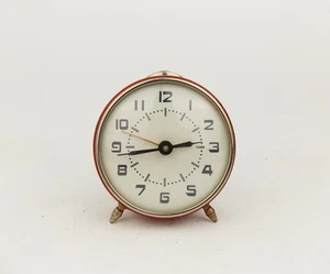 Vintage 1960s Alarm Clock VITYAZ Russian Soviet CCCP Red Table Desk Clock - Picture 1 of 4