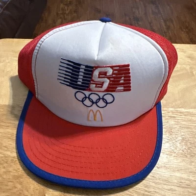 Vintage Olympic Games 1984 Cap Snapback Hat McDonalds Team USA Trucker 80's - Image 1 of 4