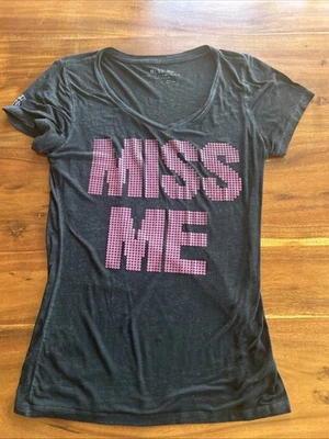 Miss Me Women's Size Large V Neck T Shirt Two Tiny Holes In Front And Pilling - Image 1 of 4