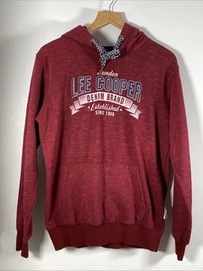 Mens Lee Cooper Hoodie Burgundy Size Medium VGC - Picture 1 of 6