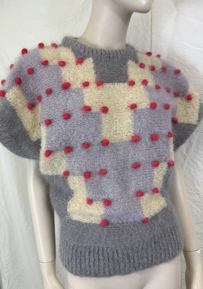 Vintage Susie Lee Mohair and Wool  Short Sleeve Sweater Vest Tank S - Image 1 of 4