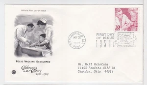 TurtlesTradingPost- Century 1950s Polio Vaccine Developed 1999 FDC #3187a PCS - Picture 1 of 1