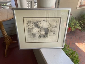 VINTAGE S & W RADIERUNG AUFGELISTET KÜNSTLER CHARLES RICHARDS (1906-1992) STRASSENSZENE - Bild 1 von 16