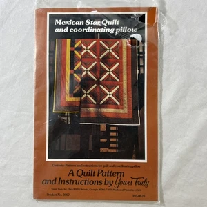 NEW! 1978 Yours Truly Quilt and matching Pillow Pattern Mexican Star 3907 USA - Picture 1 of 5