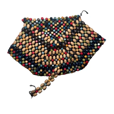 Cartera clutch boho de madera con cuentas Checoslovaquia de colección hecha a mano años 60 mediados de siglo Foto 1 de 4