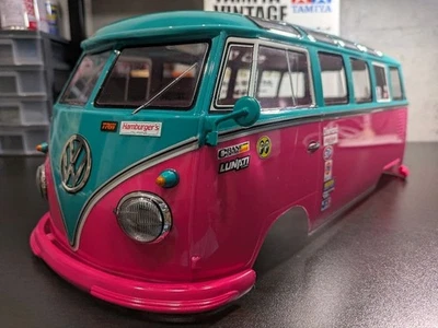 TAMIYA 1/10 RC Volkswagen Type 2 solo corpo verde cobalto rosso bianco - Immagine 1 di 4