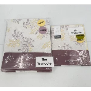 NWT Mimosa By Anne De Solene Floral QUEEN Duvet & Sham Set Percale Cotton - Picture 1 of 12