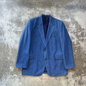 Circle S Blazer Mens 44R Blue Western Sport Coat Two Button Yoke Cowboy Lined - Picture 1 of 10