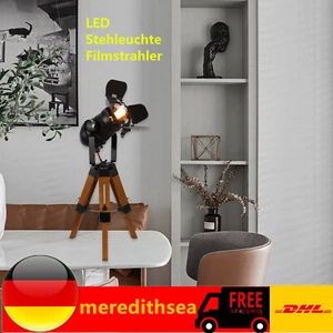 LED Vintage Stehleuchte Tripod Stehlampe Studiolampe im Industrie Cinema Stil - Bild 1 von 20