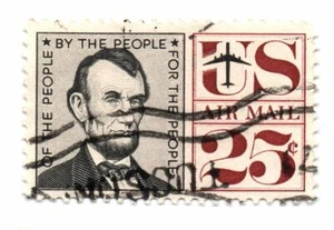 Scott C59 US Air Mail Stamp 1959-61 25c Abraham Lincoln Used (a14) - Picture 1 of 2