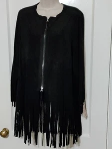 Democracy Faux Suede Fringe Jacket Medium Full Zip - Bild 1 von 16