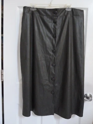 *NEW!!  ASOS DESIGN Sz 14 XL Vegan Faux Leather Skirt Midi Avocado Green* - Image 1 of 3