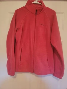 Columbia Fleecejacke durchgehender Reißverschluss Damengröße Large rosa Stehkragen Taschen - Bild 1 von 5