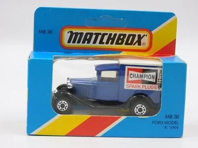 Matchbox Superfast Ford Model A  van CHAMPION 80s MB-38 in BLUE BOX England - Immagine 1 di 3