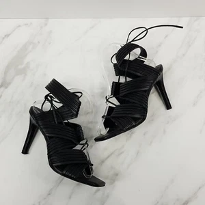 SENSO Womens Size EUR 39 Black Leather Tie Up Heels Pump Sandals Shoes - Picture 1 of 10