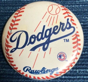 Dodgers Rawlings Button Pin Vtg 90's Original MLB Baseball 2" Ball Pinback 884A - Picture 1 of 2