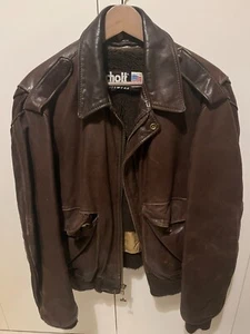 SCHOTT GIUBBOTTO VINTAGE IN PELLE MARRONE BOMBER AVIATORE Tg. 48 CON INTERNO - Foto 1 di 22