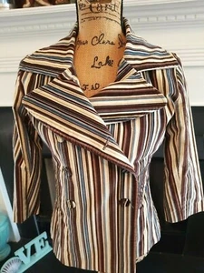 Margaret Oleary Size 1 Vincent Peacoat Lined Corduroy Striped 3/4 Sleeve NWT USA - Picture 1 of 11