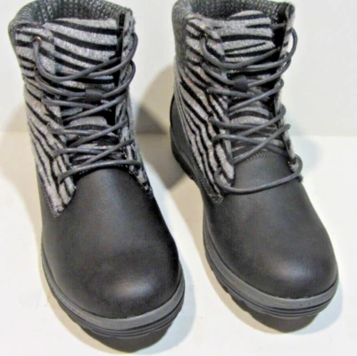 NIB Women's Zebra Stripe Warm Winter Shoes/Snow Boots GLOBALWIN Sz 8W Black/Gray - Image 1 of 4