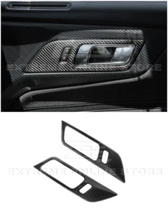 For 15-23 Ford Mustang Interior CARBON FIBER Inner Side Door Handle Panel Cover - Picture 1 of 22