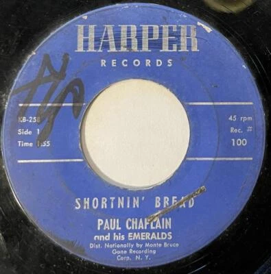 Paul Chaplain & His Emeralds Shortnin' Bread / Nicotine 45 Harper Rockabilly vg - Image 1 of 2