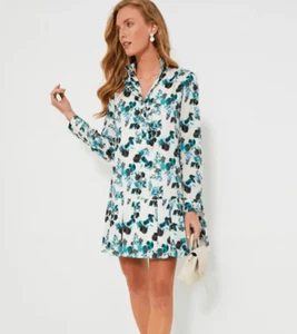TUCKERNUCK Budding Bluebell Tate Camisa Vestido Cuello Volantes en Azul Flores Talla L - Imagen 1 de 12