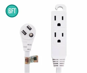 Cable de extensión de alimentación de 6 pies 3 clavijas 3 clavijas enchufe ángulo plano 16/3 UL conectado a tierra - Imagen 1 de 1