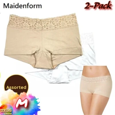 NWOT 2-Pack Maidenform Women's M Cotton Dream Lace Boyshort Underwear 40859 - Image 1 of 4