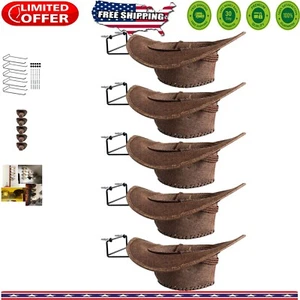 Elegant Cowboy Hat Rack Organizer - Set of 5 Black Alloy Steel Holders - Picture 1 of 6