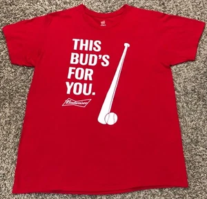 Budweiser Official This Bud's For You Baseballschläger Ball Herren rot T-Shirt XL - Bild 1 von 4