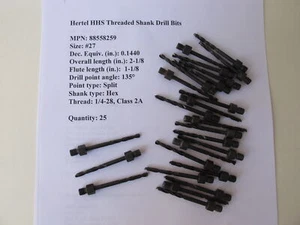 Brocas largas de vástago roscado Hertel HHS 135°, #27/0,144"" OAL 2-1/8"" (25) - Imagen 1 de 2