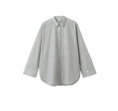 By Malene Birger Derris Shirt Blouse Womens 42 Large Blue White Stripe Cotton - Image 1 of 4