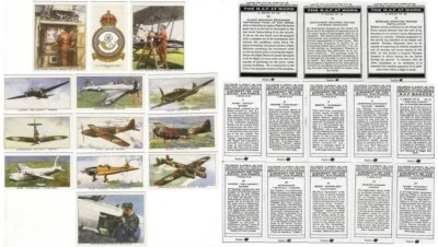 13x WW2 RAF Aircraft Cigarette Cards Players Churchmans Badges at Work Replicas - Image 1 of 3