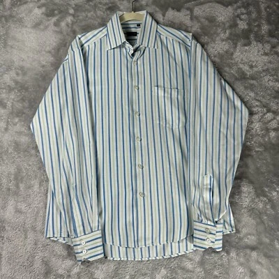 Camisa masculina Paul Smith London 16 40 listrada branca com botões manga longa algodão - Imagem 1 de 4