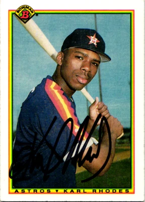 1990 Bowman #79 Karl Rhodes Signed (RC) Astros Tuffy - Image 1 of 2