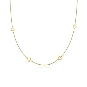 9ct Yellow Gold 40-45cm Adjustable Heart Station Necklace - Picture 1 of 1